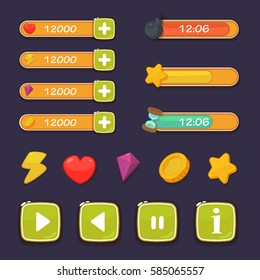 Cartoon Game UI design - vector assets