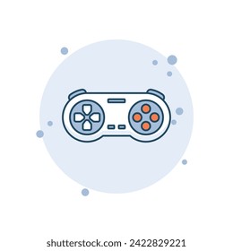 Cartoon gamepad icon vector illustration. Joystick on bubbles background. Controller sign concept.