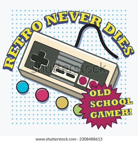 cartoon gamepad retro, suitable for clothes, T shirt, printable, etc.