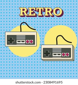 caricatura gamepad retro. apto para pegatinas, ropa, imprimible