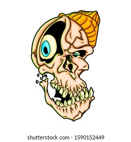 Cartoon Gangsta Skull Vector Illustration