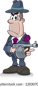 Cartoon Gangster Character With Gun