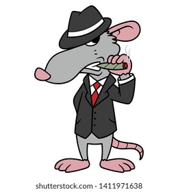 Cartoon Gangster Rat Vector Illustration