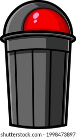 Cartoon Garbage Bin. Vector Hand Drawn Illustration Isolated On Transparent Background