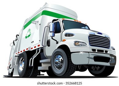 Cartoon Garbage Truck isolated on white background. Available EPS-10 vector format separated by groups and layers for easy edit