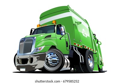 Cartoon Garbage Truck isolated on white background. Available EPS-10 vector format separated by groups and layers for easy edit