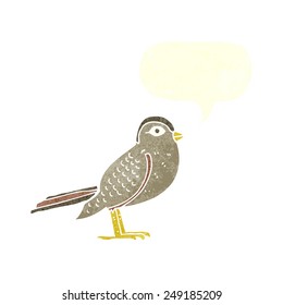 pájaro del jardín de caricaturas con burbuja de habla