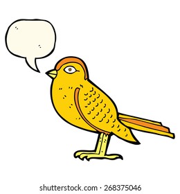 cartoon garden bird with speech bubble