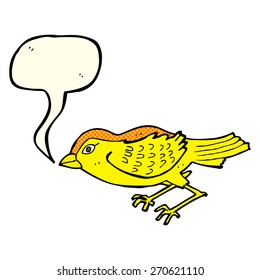 cartoon garden bird with speech bubble