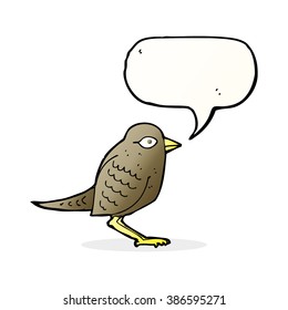 cartoon garden bird with speech bubble