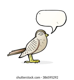 cartoon garden bird with speech bubble