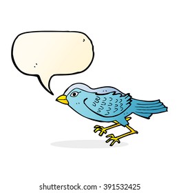 cartoon garden bird with speech bubble