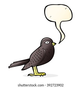 cartoon garden bird with speech bubble