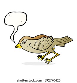 cartoon garden bird with speech bubble
