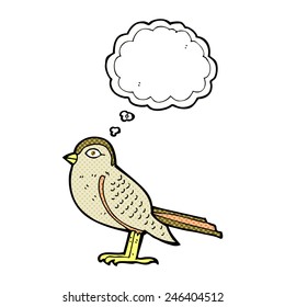 pájaro del jardín de dibujos animados con burbuja de pensamientos
