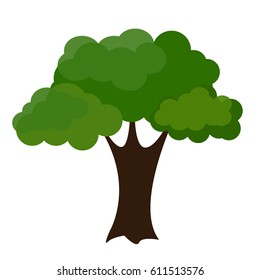 Cartoon garden green tree vector illustration. Natural plant leaf summer green trees season foliage. Nature environment green trees organic spring forest garden abstract wood park.