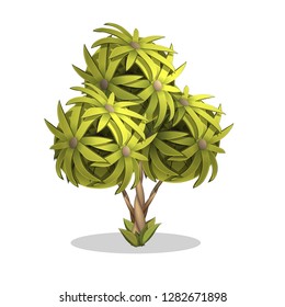 Cartoon garden tree. Vector illustration on white backgrounds.