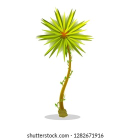 Cartoon garden tree. Vector illustration on white backgrounds.