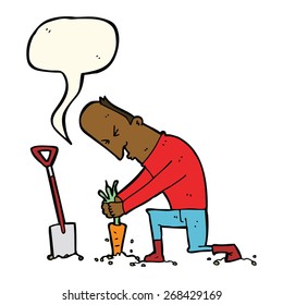 jardinero de caricatura con burbuja de habla