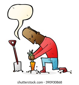Cartoon-Gärtner mit Sprachblase