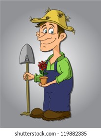 Cartoon gardener (vector)