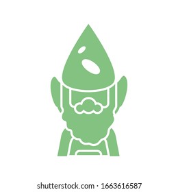 cartoon gardening gnome icon over white background, silhouette style, vector illustration