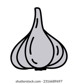 Cartoon Garlic. Hand Drawn Vegetable Illustration