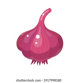 Cartoon garlic isolated on white background. Vegetable from the garden. Organic food. Vector illustration.