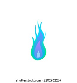 Cartoon gas fire flame, cold flaming element isolated on white