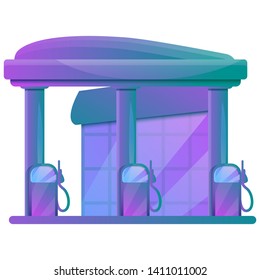 cartoon gas station icon, vector illustration