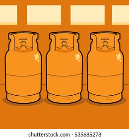 Cartoon gas tank in orange background
