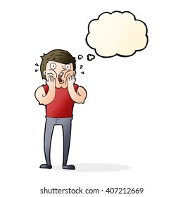 Cartoon Gasping Mann mit Gedankenblase
