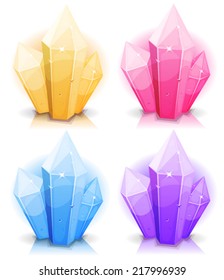 Cartoon Gems And Diamonds Icons Set/ Illustration of a set of glossy and bright cartoon gems stones, diamonds, minerals and jewels icons, also suitable for game user interface