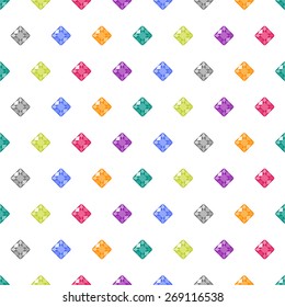 Cartoon gems white seamless pattern. Vector repeating background