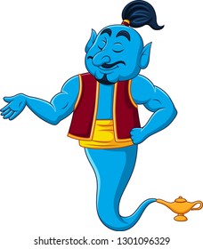 Cartoon Genie presenting 