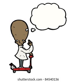 cartoon genius scientist with huge brain