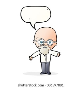 cartoon genius scientist with speech bubble