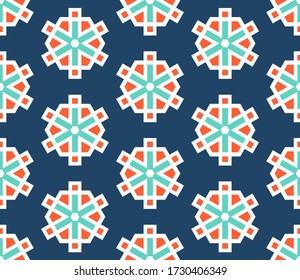 Cartoon geo nahtloses Muster. Unendlicher geometrischer Hintergrund im flachen Stil.  Papier, gepolstert, Mosaikverschluss, Karte. Vector-Abbildung.  