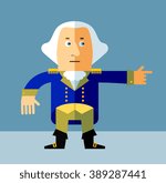Cartoon George Washington pointing direction. Flat style vector illustration . Presidents Day Celebration
