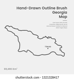 Cartoon Georgia Map, Hand Drawn Georgia Map, Doodle Georgia Map Vector Outline Style Map Information