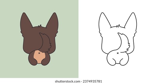 Cartoon German Shepherd Dog Clipart for Coloring Page and Illustration. Clip Art Isolated Puppy. Cute Vector Illustration of a Kawaii Animal for Prints for Clothes, Stickers, Baby Shower. 