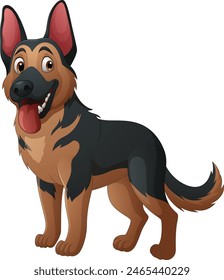 Cartoon German shepherd dog isolated on white background