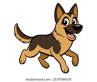 Cartoon German Shepherd in Playful Pose