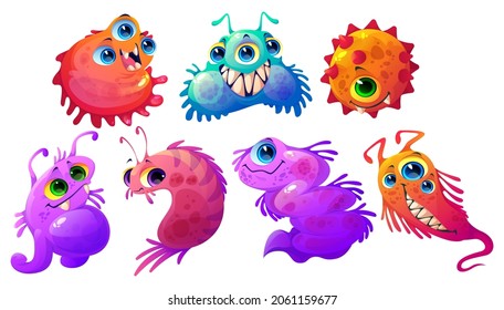 Cartoon Germs Viruses Microbes Bacteria Vector Stock Vector (Royalty ...