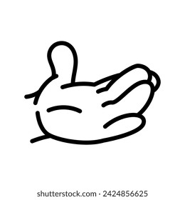 Cartoon gesture line icons set. Character hand. Vector isolated element. Editable stroke.