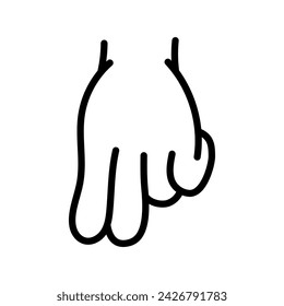 Cartoon gesture line icons set. Character hand. Vector isolated element. Editable stroke.