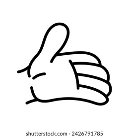 Cartoon gesture line icons set. Character hand. Vector isolated element. Editable stroke.