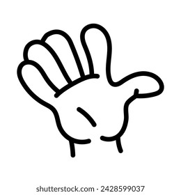 Cartoon gesture line icons set. Character hand. Vector isolated element. Editable stroke.