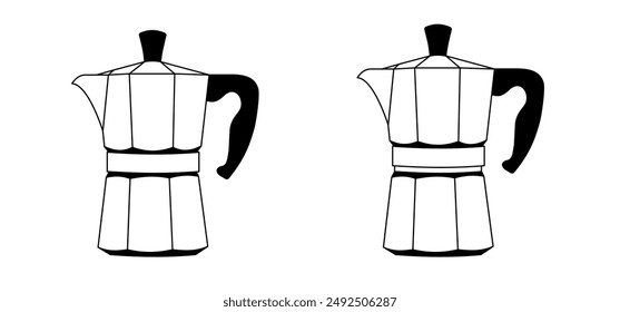 Cartoon geyser Italian or Turks coffee moka pot, coffee Percolator icon. Kitchen tools. Coffee can or pot, espresso machine. coffee maker or moka pot. Italy hot coffeemaker.