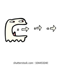cartoon ghost with arrow signs